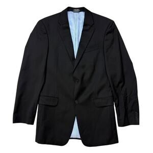 Tommy Hilfiger Solid Black Mens Blazer 38L